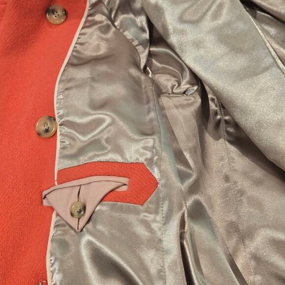 J. Crew Nello Gori Coral Stadium Cloth Wool Double-Breasted Trench Coat, Size 2 - Picture 8 of 8